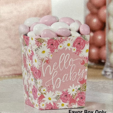 Pink Floral Hello Baby  favor boxes (pack of 4)