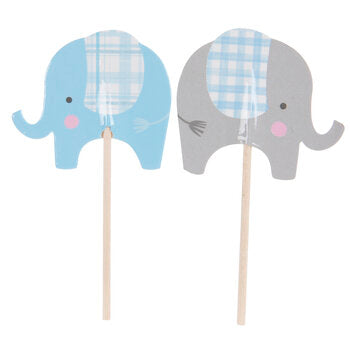 Blue and gray Elephant Cupcake toppers (pack of 12)